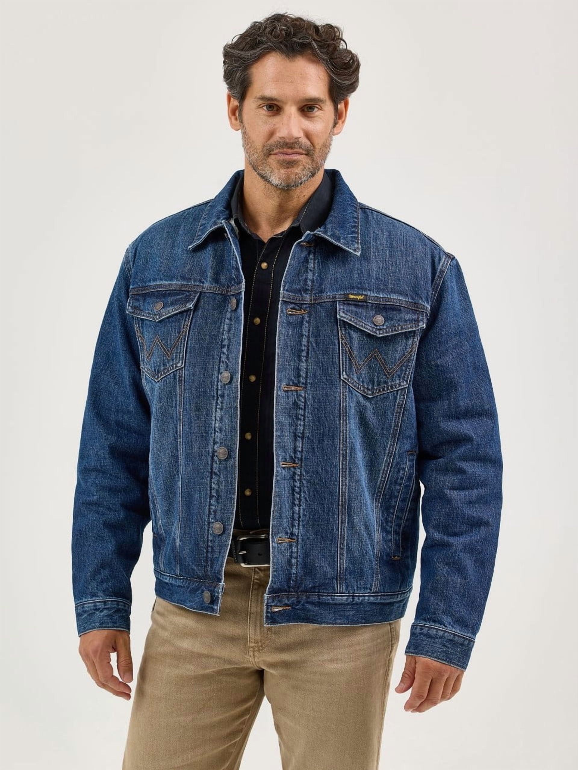 Wrangler Mens Shadow Sherpa Lined Retro Jacket L Blue - Walmart.com