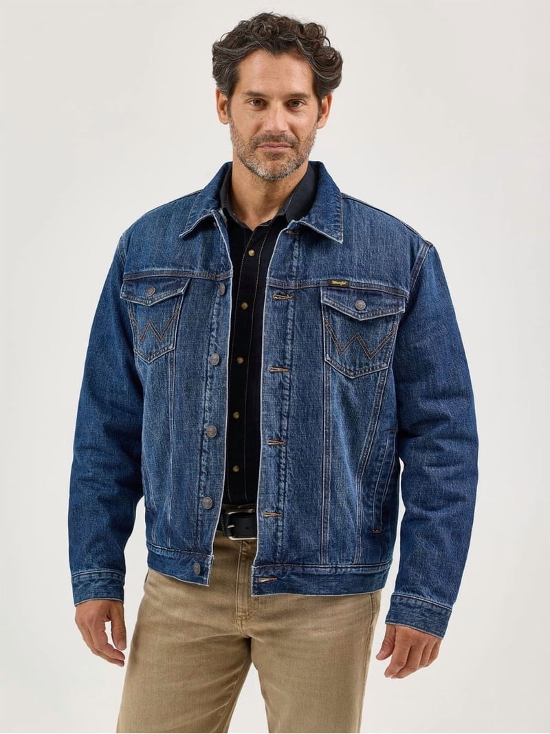 Wrangler Mens Shadow Sherpa Lined Retro Jacket L Blue - Walmart.com