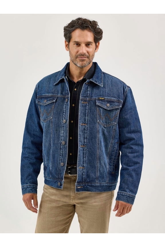 Mens Shadow Sherpa Lined Retro Jacket XL Blue