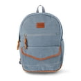 thumbnail interactive-video image 1 of Wrangler Unisex Denim and Faux Suede 17" Laptop Backpack, Washed Denim, 1 of 5