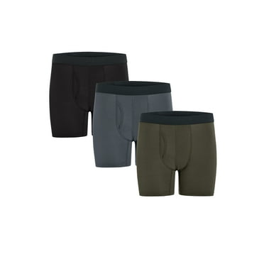 Wrangler Dry Flex 6" Boxer Brief Men's Underwear, Small, Black/Turbulence/Ivy Green, 3-Pack