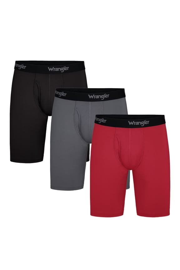 Cool Carpenter 9" Boxer Briefs Men's Underwear, XL, Black/Charcoal/Salsa, 3-Pack