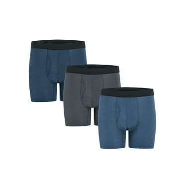 Wrangler Dry Flex 6" Boxer Brief Men's Underwear, Large, Turbulence/Titan/Coronet Blue, 3-Pack