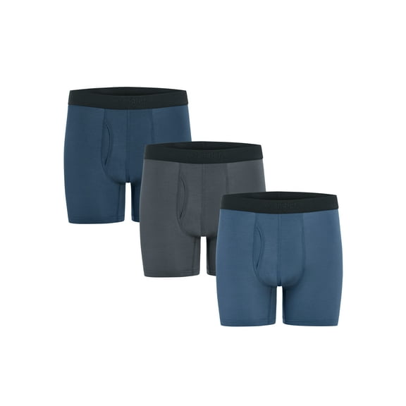 Wrangler Dry Flex 6" Wool Boxer Brief Men's Underwear, Small, Turbulence/Titan/Coronet Blue, 3-Pack