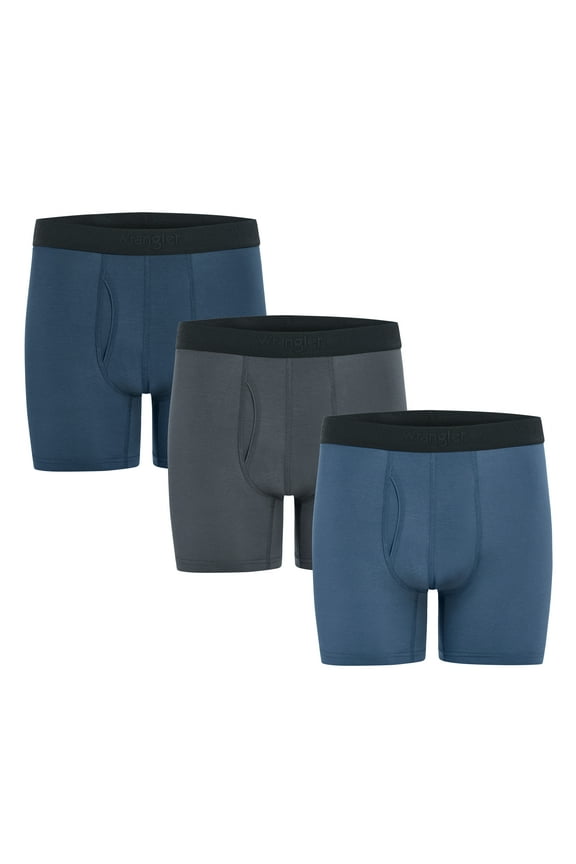 Dry Flex 6" Wool Boxer Brief Men's Underwear, Medium, Turbulence/Titan/Coronet Blue, 3-Pack