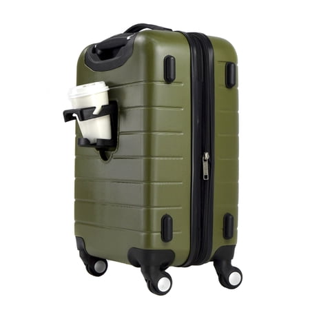 Wrangler Expandable Spinner Rolling Carry-on with 3-In-1 Cup Holder, USB Port and Phone Holder - Green
