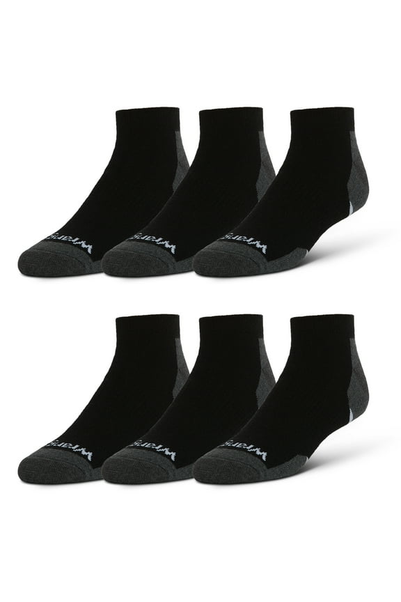 Essential Cool Comfort Low Cut Socks, Full-Cushion Ankle Socks for Men, 6-12, Black, 6-Pack