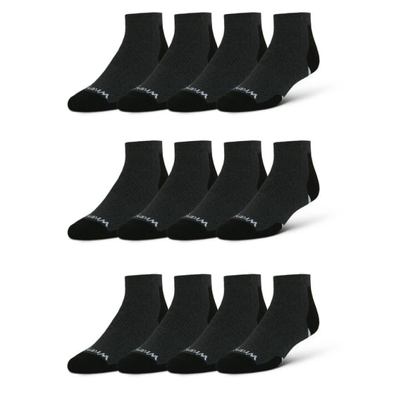 Wrangler Essential Cool Comfort Low Cut Socks for Men, 6-12, Charcoal Heather/Black, 12-Pack