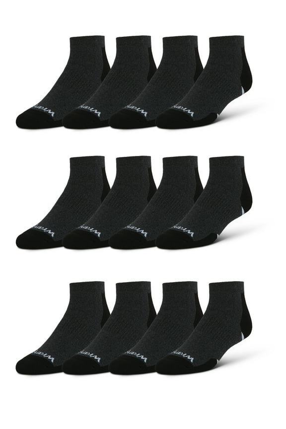 Essential Cool Comfort Low Cut Socks for Men, 6-12, Charcoal Heather/Black, 12-Pack