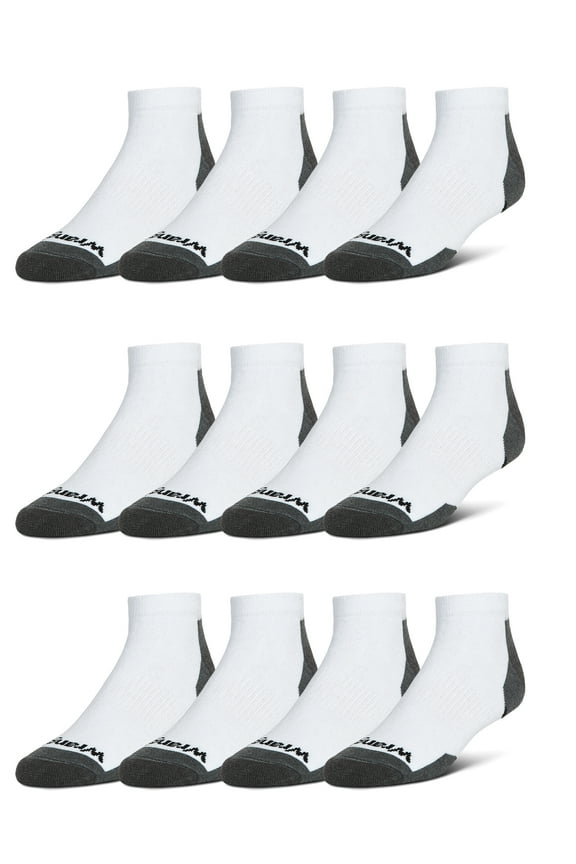 Essential Cool Comfort Low Cut Socks, Full-Cushion Socks for Men, 6-12, White, 12-Pack