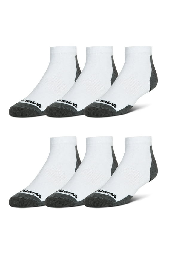 Essential Cool Comfort Low Cut Socks, Full-Cushion Ankle Socks for Men, 6-12, White, 6-Pack