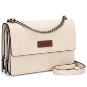 Wrangler Flap CrossBody Purse for Women Small Shoulder Bag with Chain Strap, Tan