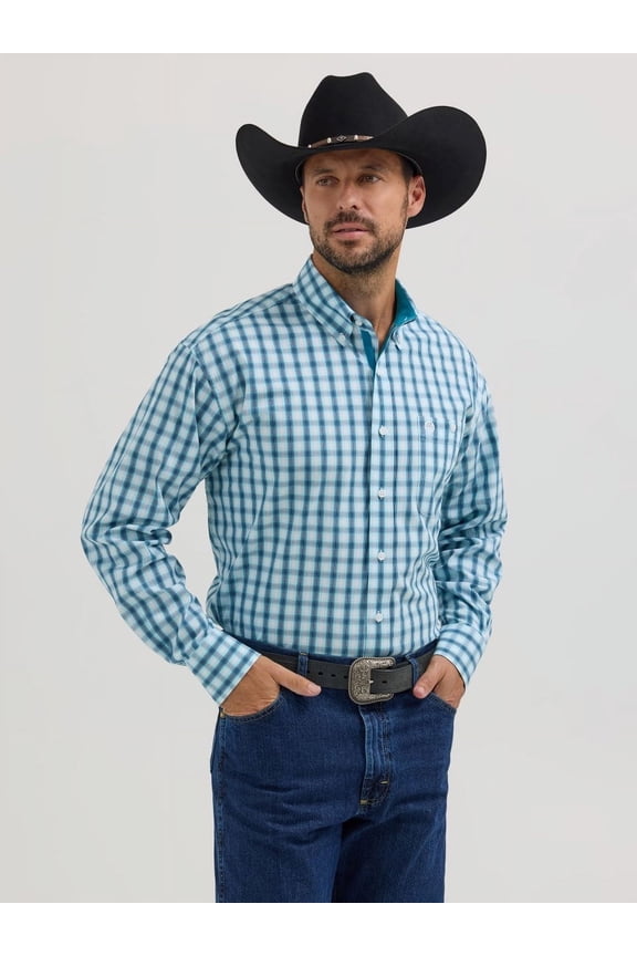 George Straight Teal Plaid - Mens Shirt  - 112356886