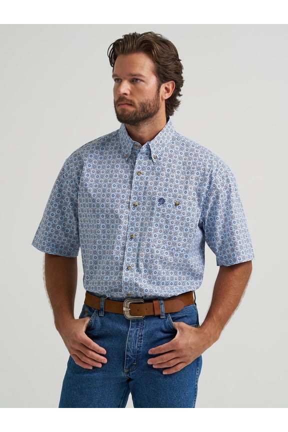 Mens George Strait Blue Multi S/S Shirt