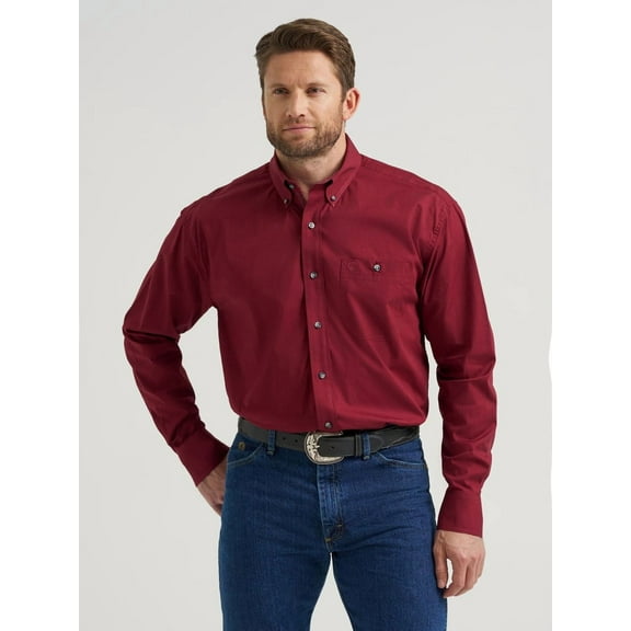 Wrangler George Strait Burgundy Wine - Mens Shirt  - 112369627