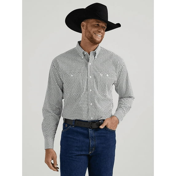 Wrangler Men's George Strait Abstract Floral Black Button Down Shirt 112344891