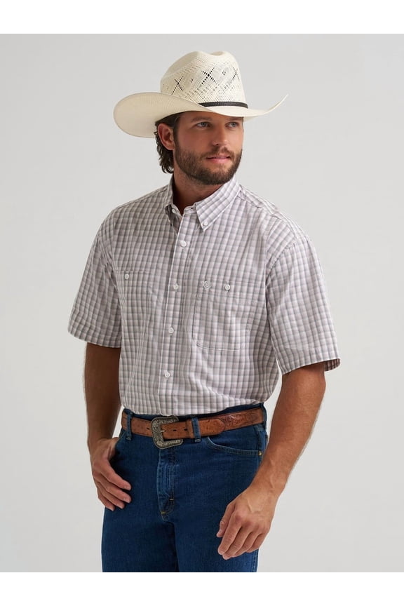 Mens George Strait Grey Plaid S/S Shirt