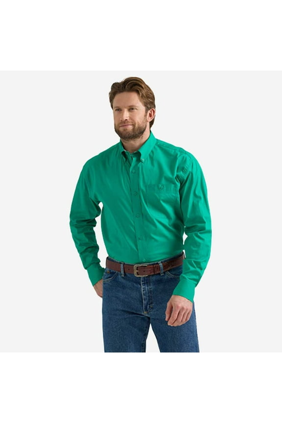 Men's George Strait By Men Solid Long Sleeve Button-Down Stretch Green