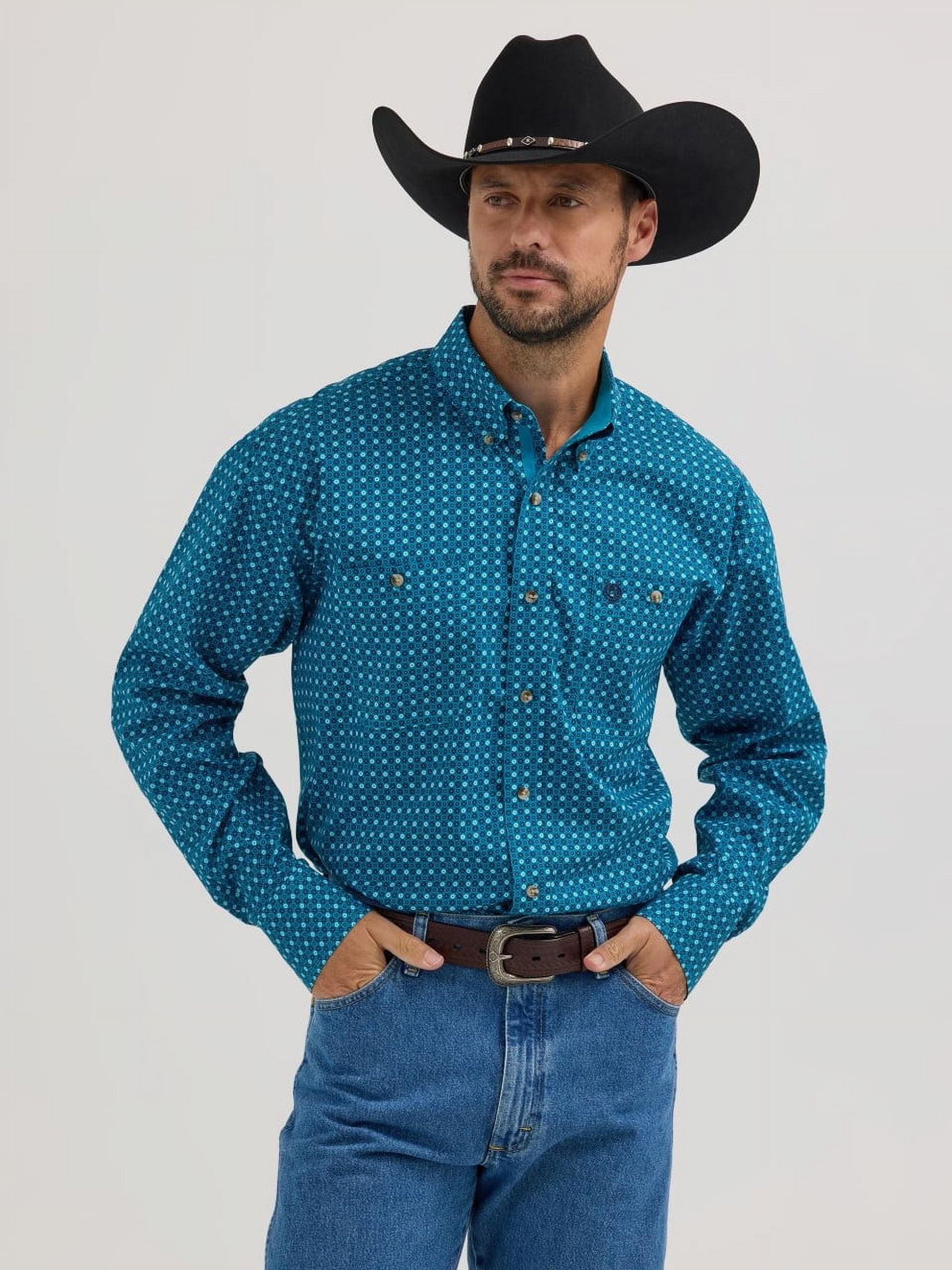 George Strait Teal Plaid Shirt by Wrangler