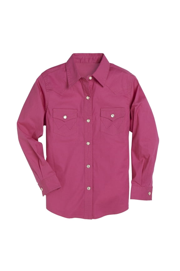 Girls  Girl`s  L/S Snap Shirt XXS Pink