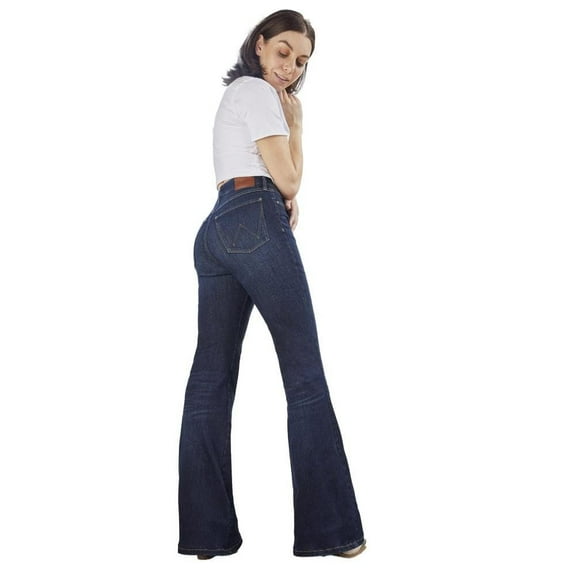 Wrangler Women's Madilyn Dark Wash Bespoke High Rise Flare Stretch Denim Jeans Dark Wash 28W x 34L