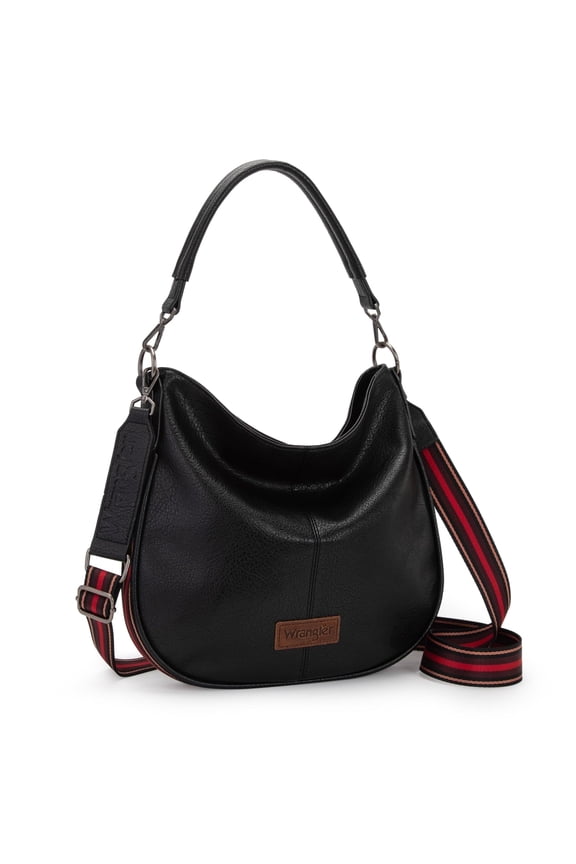 Wrangler Hobo Bags Large Crossbody Bags for Women Shoulder Purses with Striped Cotton Straps, Coffee