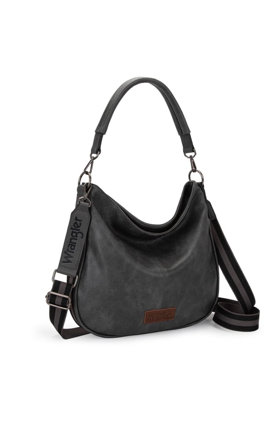 Wrangler Hobo Bags Large Crossbody Bags for Women Shoulder Purses with Striped Cotton Straps, Gray