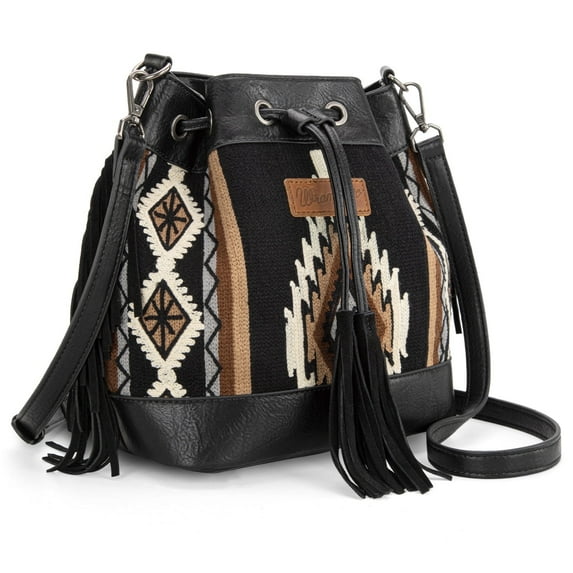 Wrangler Hobo Bags for Women Designer Bucket Purses Western Shoulder Handbags, Black