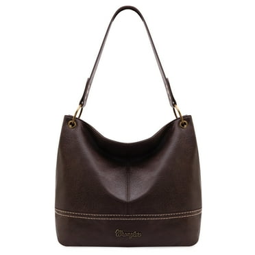 Wrangler Hobo Bags for Women Leather Tote Bag Shoulder Bag Top Handle Satchel Purses and Handbags, Solid Coffee