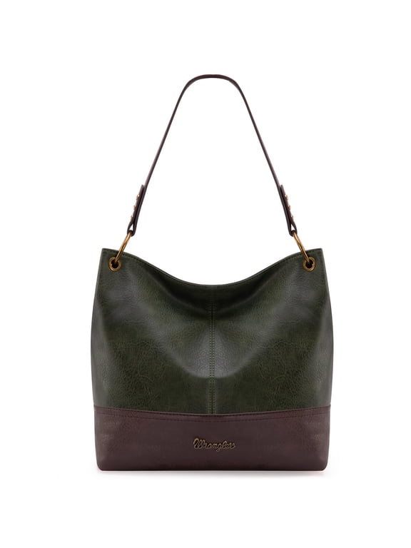 Wrangler Hobo Bags for Women Leather Tote Bag Shoulder Bag Top Handle Satchel Purses and Handbags, Two Tone Dark Green