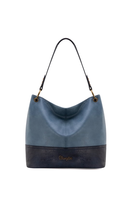 Wrangler Hobo Bags for Women Leather Tote Bag Shoulder Bag Top Handle Satchel Purses and Handbags, Two Tone Jean