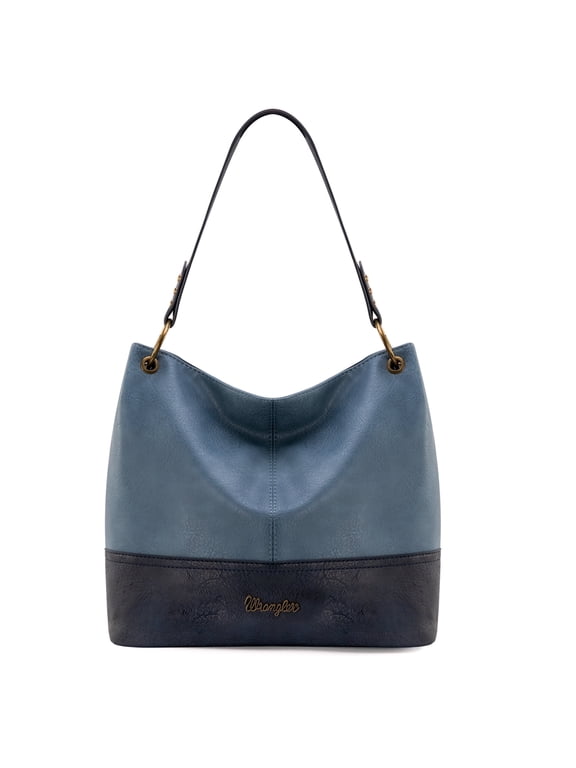 Wrangler Hobo Bags for Women Leather Tote Bag Shoulder Bag Top Handle Satchel Purses and Handbags, Two Tone Jean