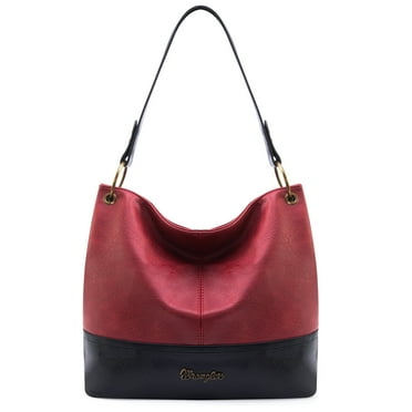 Wrangler Hobo Bags for Women Leather Tote Bag Shoulder Bag Top Handle Satchel Purses and Handbags,, Two Tone Red