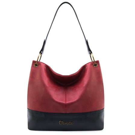 Wrangler Hobo Bags for Women Leather Tote Bag Shoulder Bag Top Handle Satchel Purses and Handbags,, Two Tone Red