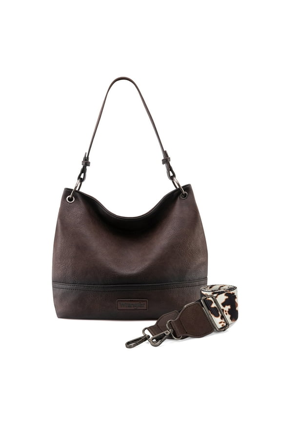 Wrangler Hobo Bags for Women Vegan Leather Top Handle Shoulder Purses and Handbags, Coffee