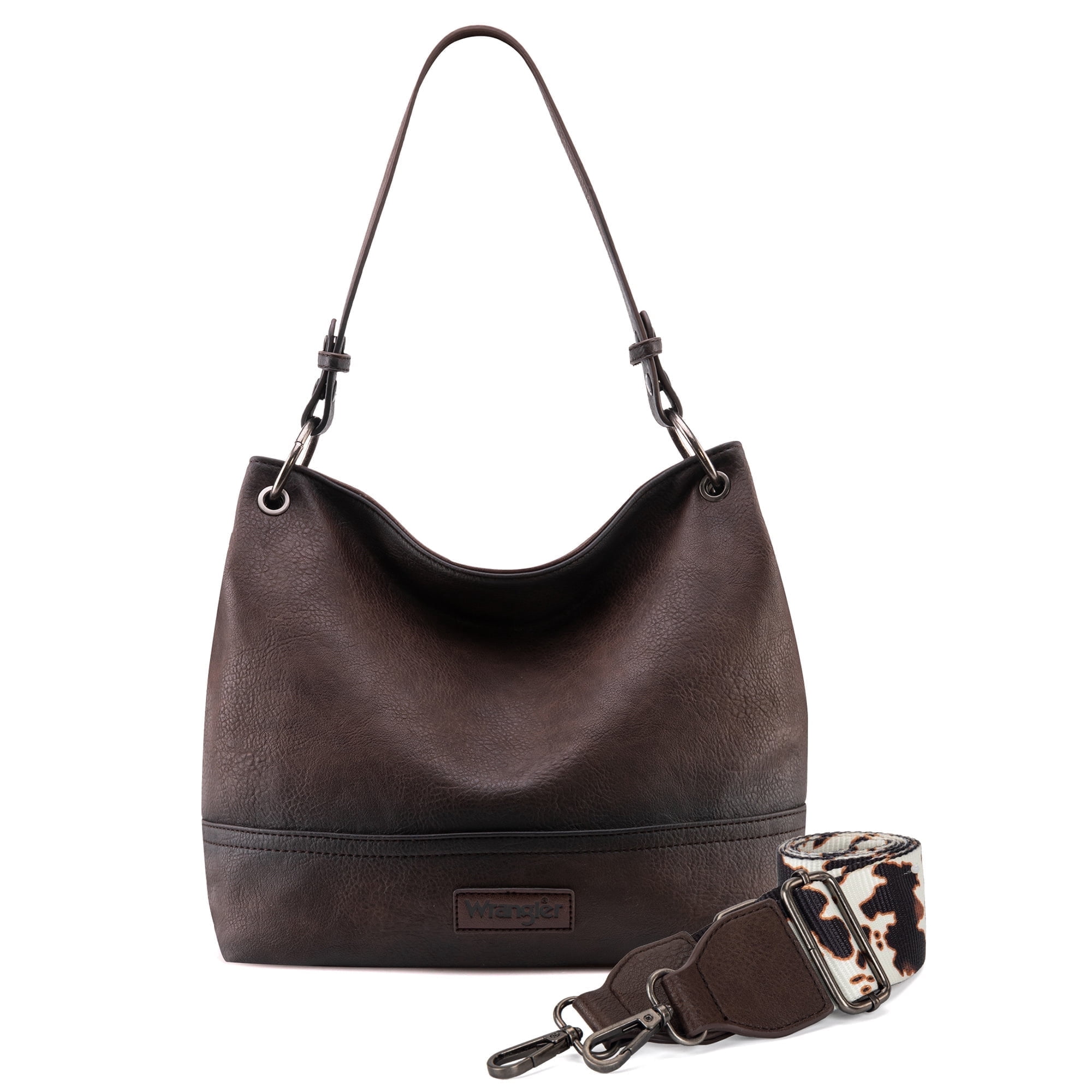 Wrangler Hobo Bags for Women Vegan Leather Top Handle Shoulder Purses and Handbags, Coffee