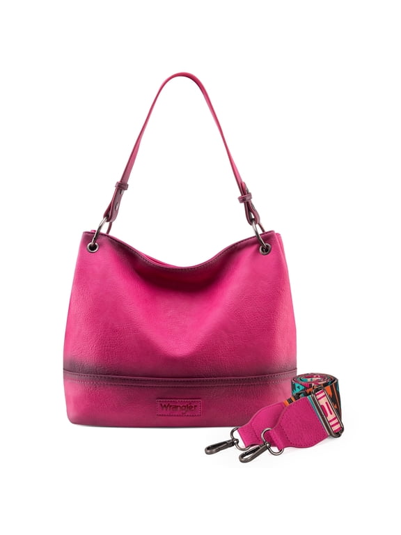 Wrangler Hobo Bags for Women Vegan Leather Top Handle Shoulder Purses and Handbags, Hot Pink