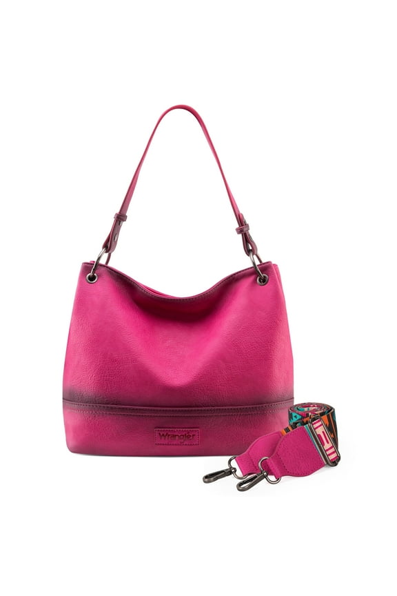 Wrangler Hobo Bags for Women Vegan Leather Top Handle Shoulder Purses and Handbags, Hot Pink