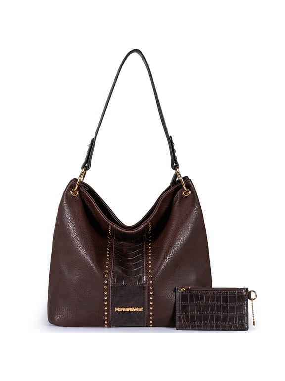 Purses for Women Hobo Shoulder Handbags with Zipper, Coffee