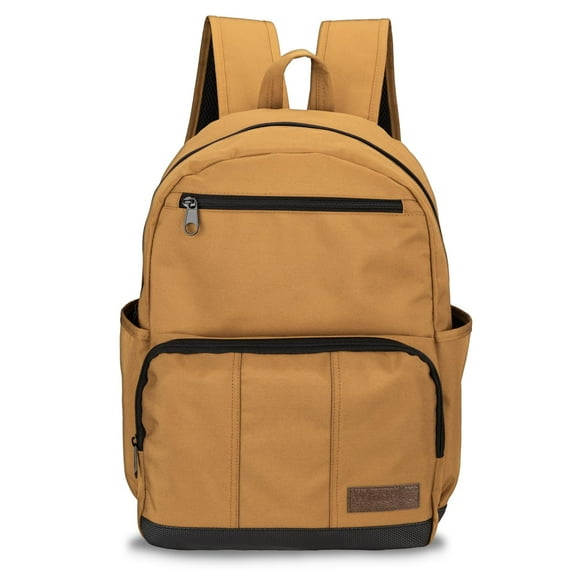 Wrangler Industry Backpack, Classic Logo Water Resistant Padded Laptop Notebook Sleeve, Brown Duck