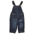 thumbnail image 1 of Wrangler Infant Boys Blue Denim With Plaid Inside Overalls Coveralls 12 Months, 1 of 2