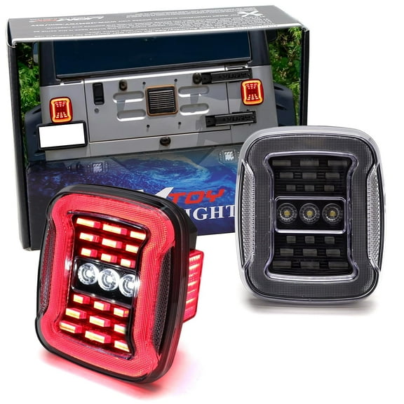 Wrangler JL Style Clear Lens w/Black-Out Interior 4-In-1 Full LED Tail Light Assemblies For Jeep 1976-2006 CJ5 CJ7 CJ8 Wrangler YJ TJ