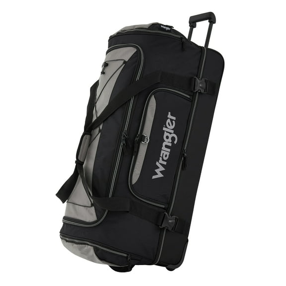 Wrangler Jumbo 36" Drop-Bottom Rolling Duffel with Telescopic Handle - Black