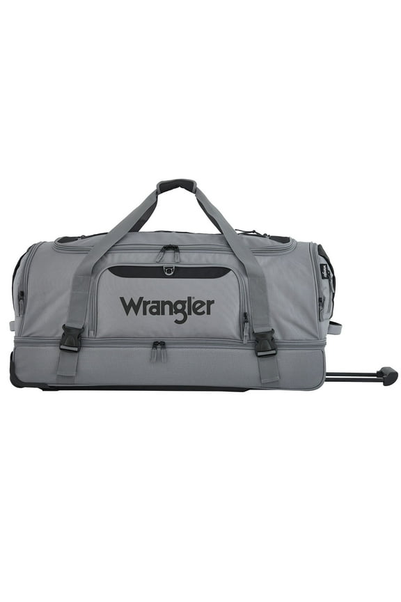 Jumbo 36-inch Drop-Bottom Rolling Duffel with Telescopic Handle, Sharkskin Gray