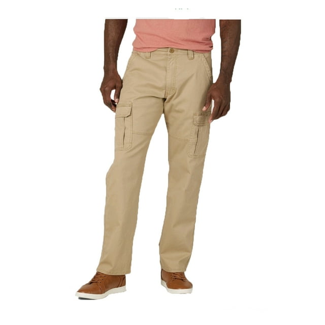 Comfort Stretch Wrangler Khaki Men's Relaxed Fit Flex Cargo Pants 38 X
