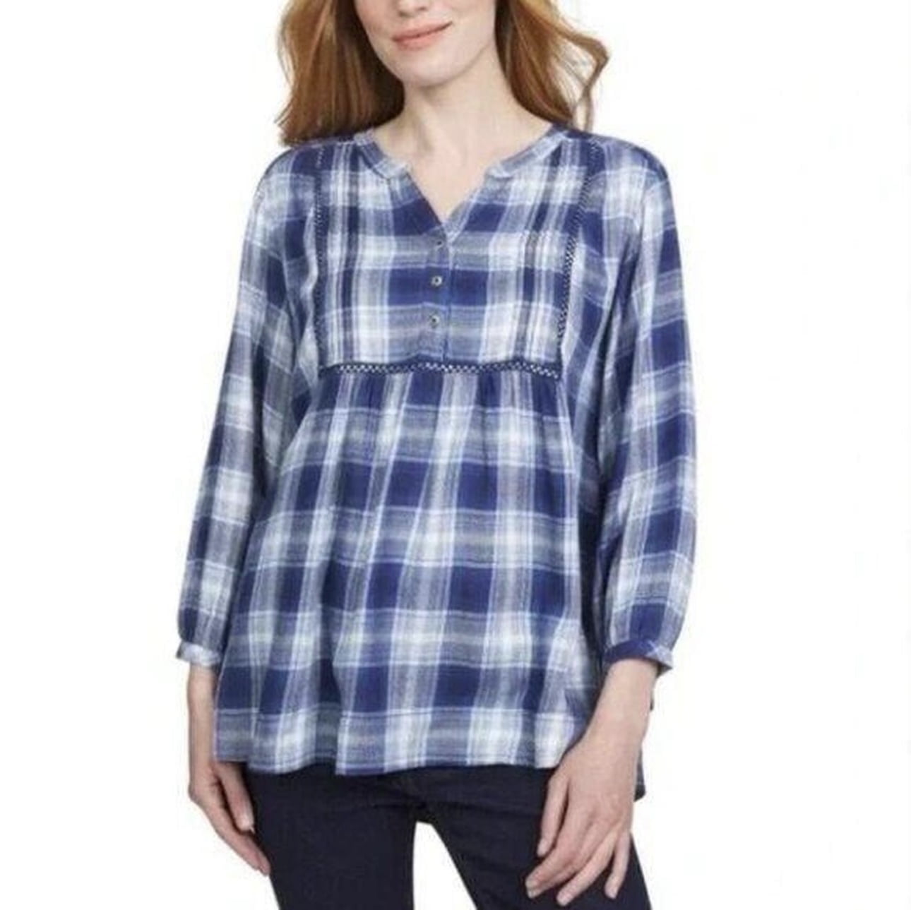 Crushed 3/4 Sleeve 'Plaid' Polo main image 0