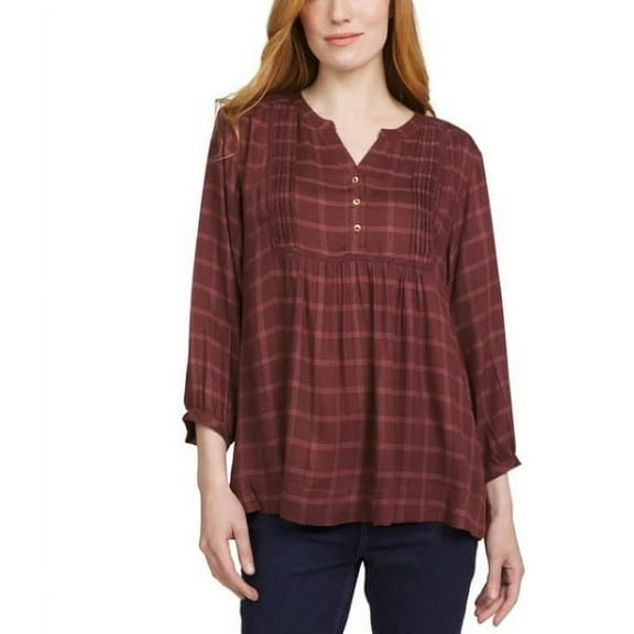 Wrangler Women's Babydoll Plaid Blouse (Brown, L)