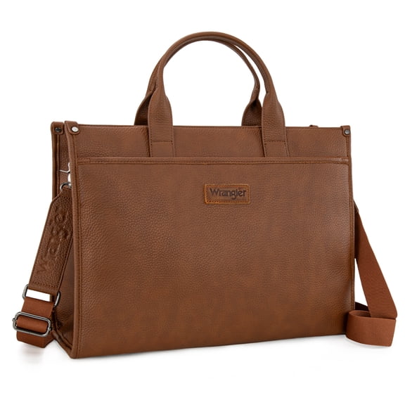 Wrangler Laptop Bag for Women 15.6 Inch Vintage Work Messenger Bag for Business Briefcase Handbag with Adjustable Shoulder Strap, Brown