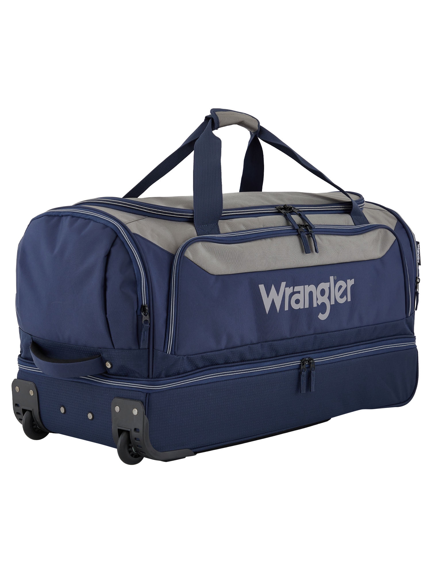 Wrangler 30" Drop-Bottom Rolling Duffel with Telescopic Handle - Navy Blue