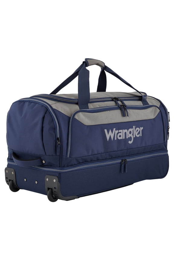 30" Drop-Bottom Rolling Duffel with Telescopic Handle - Navy Blue